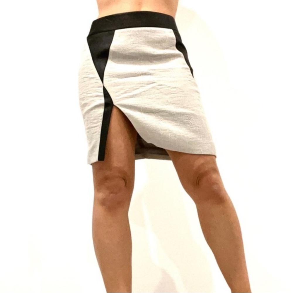 Helmut Lang Cream and Black Asymmetrical Mini Skirt - Picture 2 of 9